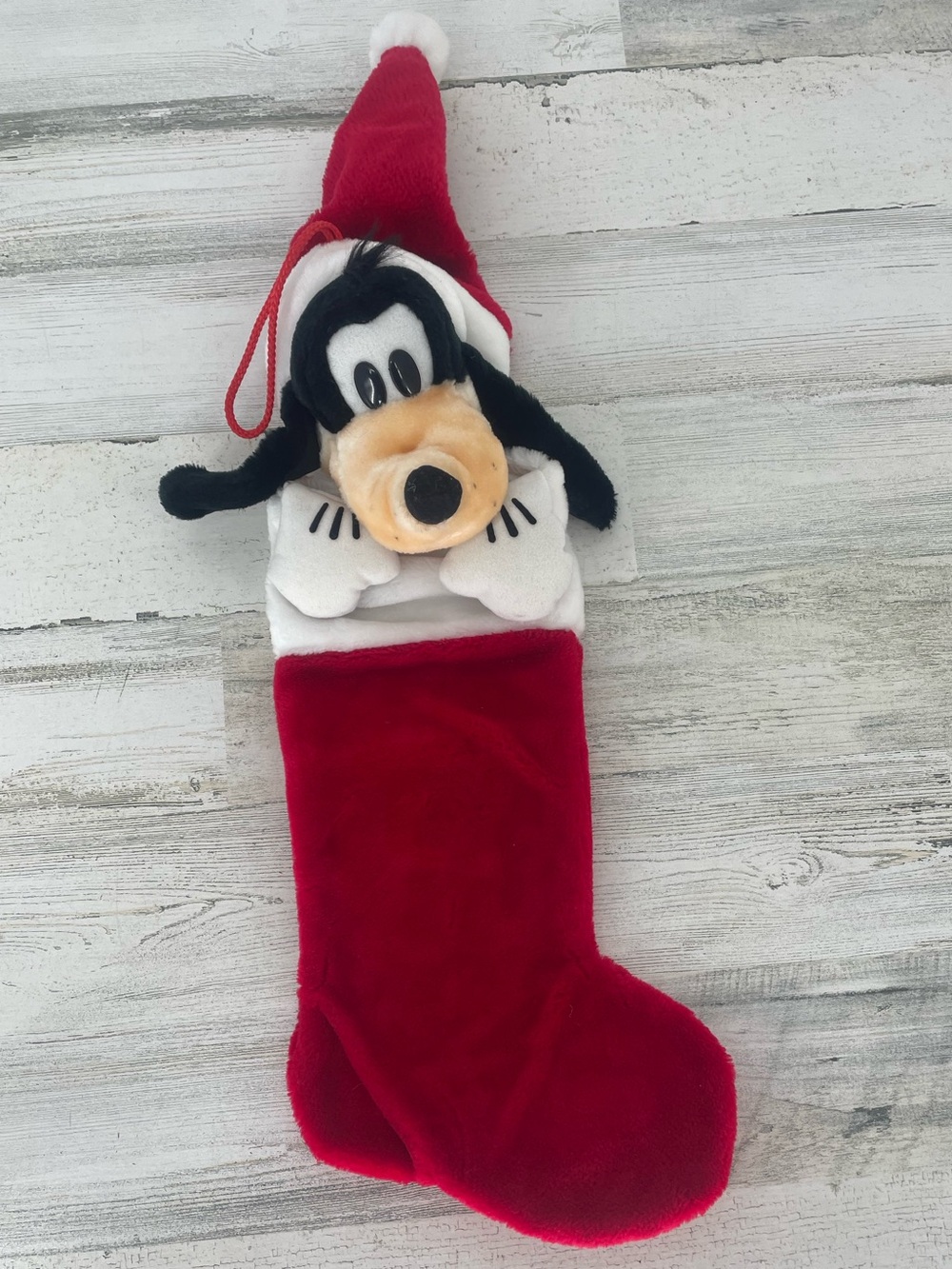 Vintage Goofy 3D Christmas Stocking Red Plush White Paws Gloves 20 Inch Disney